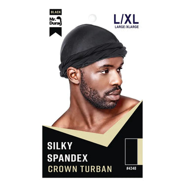 Silky Spandex Grown Turban L/XL Black 4348 - ANNS BEAUTY SUPPLY